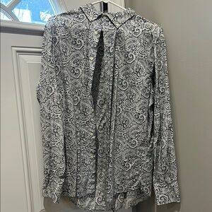 Blue and White Paisley Button-Up Shirt